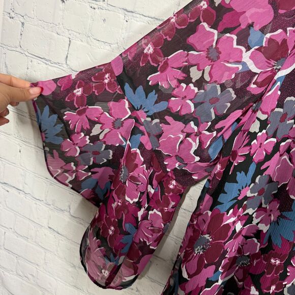 Kasper Blouse Women Plus 3X Floral Cottage Sheer Bell Sleeve Sheer Office Career - Picture 11 of 13